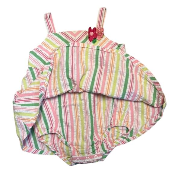 Gymboree Vintage Cotton Spring Fun Seersucker Girls Romper 6-12 Months - Picture 2 of 3